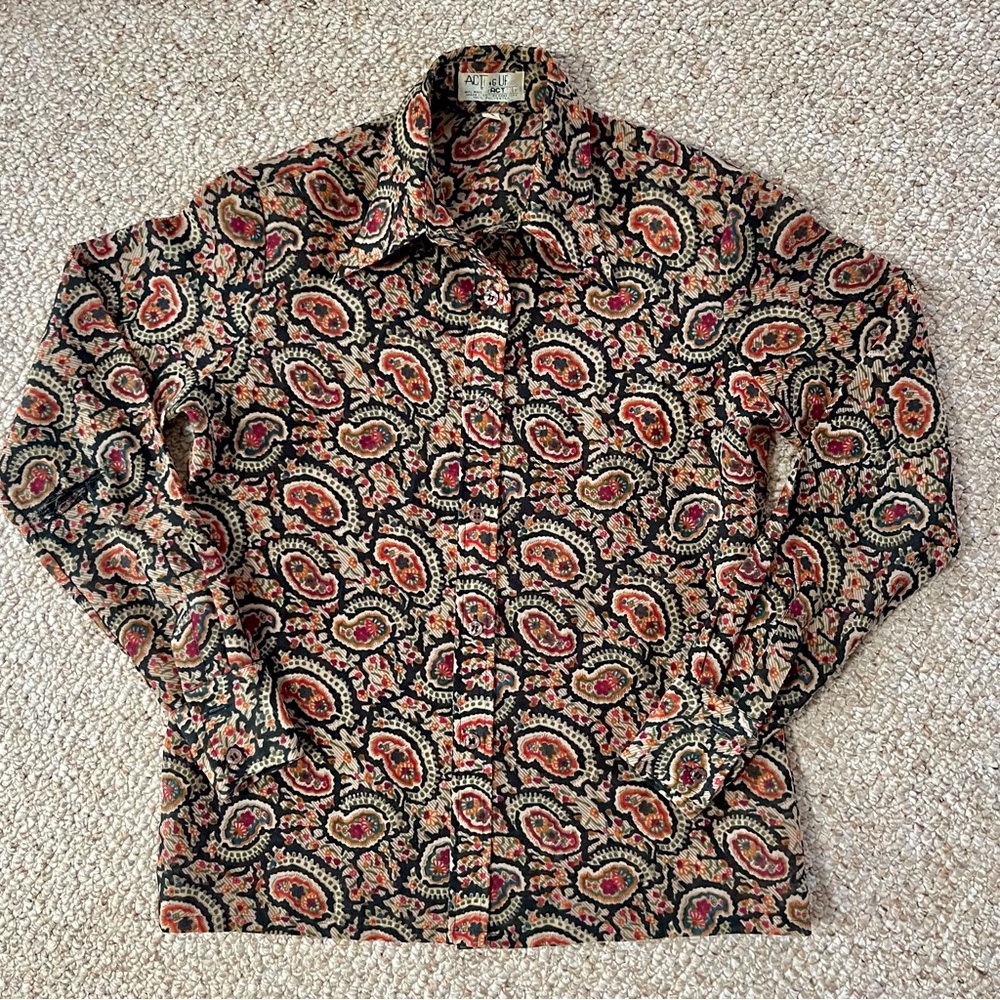 Vintage Paisley Button-Up Top